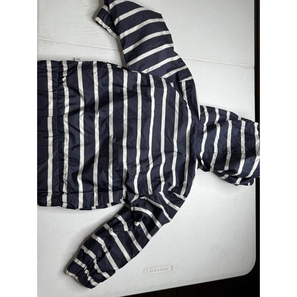 Gap Kids Navy Blue White Striped Windbreaker Hooded Jacket Jersey Lined 3 Years